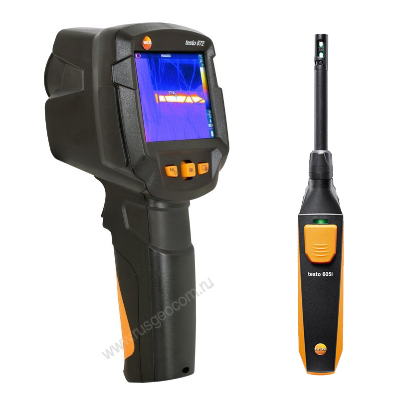 Комплект тепловизора Testo 872 и смарт-зонда термогигрометра Testo 605i
